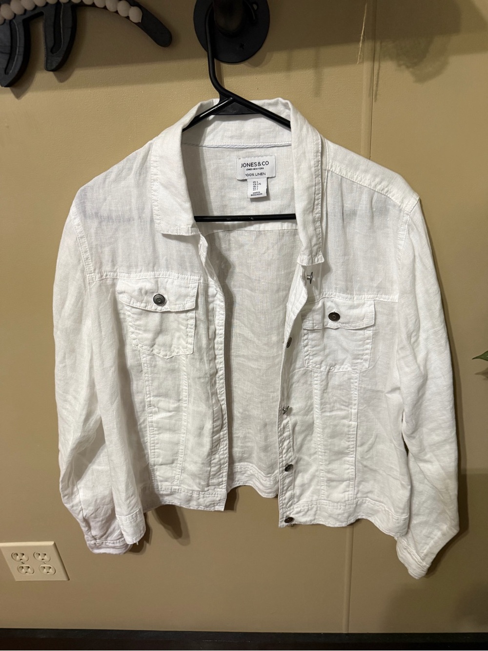 Jones New York White Linen Jean Jacket
